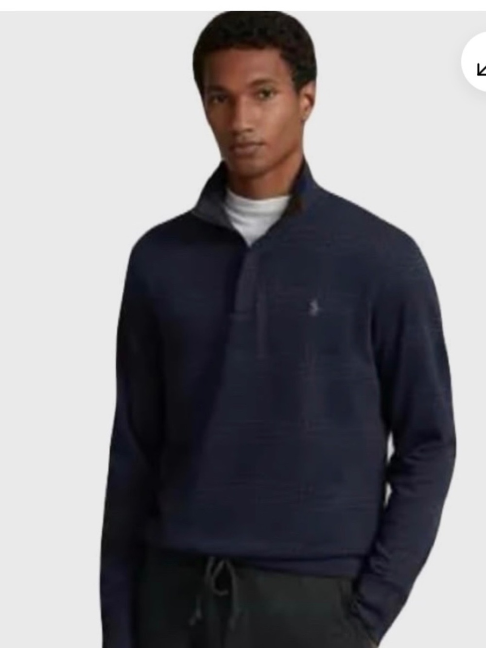 new polo ralph laurEN Mens Printed Double Knit 1/4 Zip Pullover Navy xx-Large